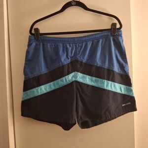Pierre Cardin Men's Chevron Pattern Blue Swim Shorts